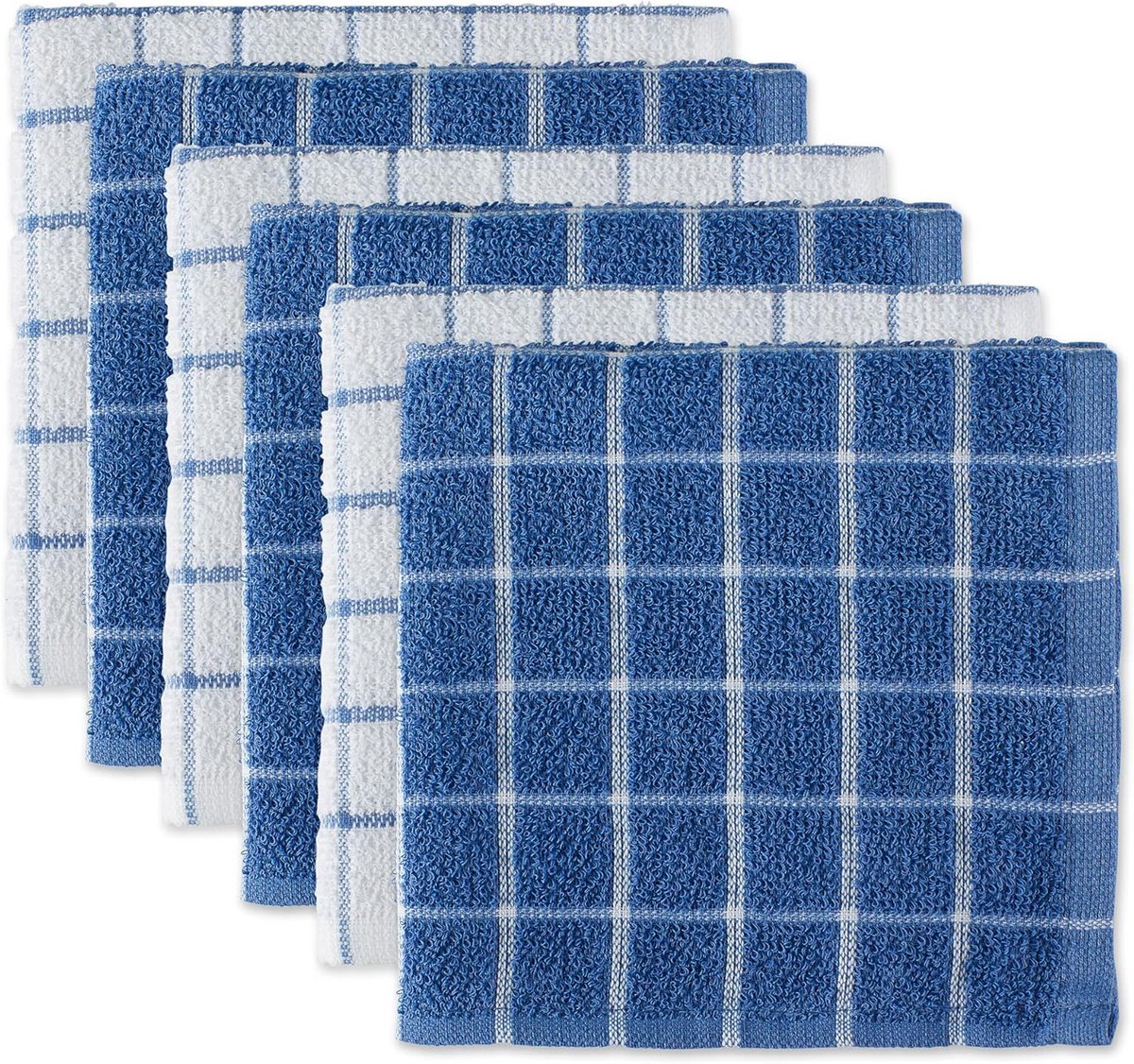 Set van 6 Blauwe Keukendoeken - Absorberend Vaatdoeken - 30x30 cm