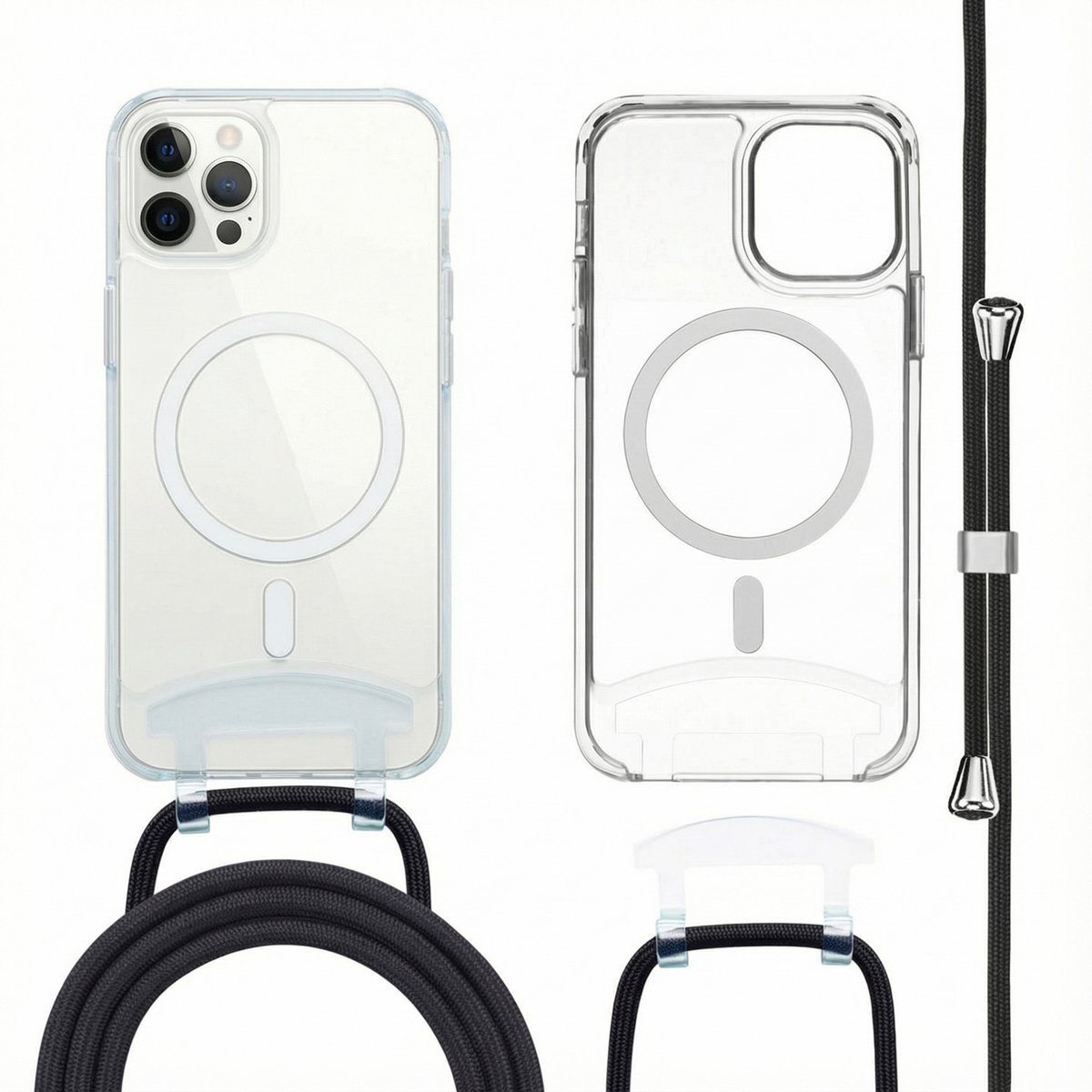 imoshion Hoesje - Geschikt voor iPhone 12 Pro Max - geschikt voor MagSafe Backcover met afneembaar koord - Transparant