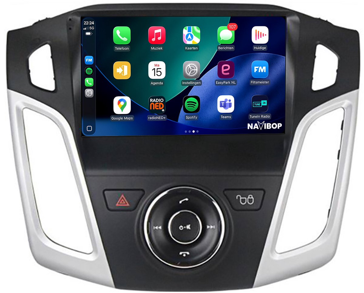Geschikt voor Ford Focus (2012 t/m 2020) | 9 inch Android 15.0 CarPlay autoradio | Draadloos CarPlay & Android Auto | 2GB RAM + 32GB | Externe microfoon | Bluetooth & WiFi | NAVIBOP NB-2206 | Bouwjaar 2012 t/m 2020