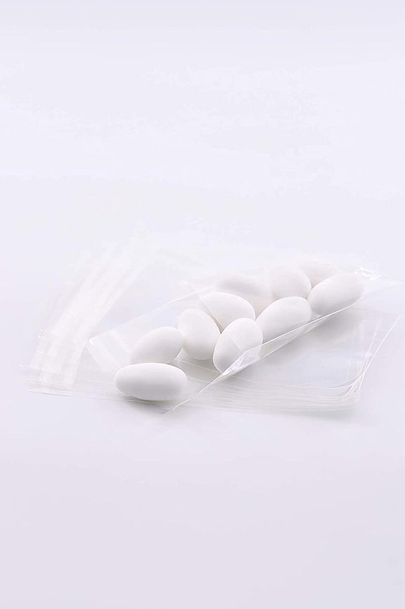 Set van 100 doorzichtige voedselzakjes met klittenband sluiting 6 x 10 + 3 cm