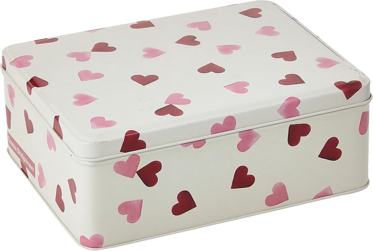 Diepe Rechthoekige Bewaardoos Roze Hartjes - Metaal Opslag voor Keuken of Cadeau