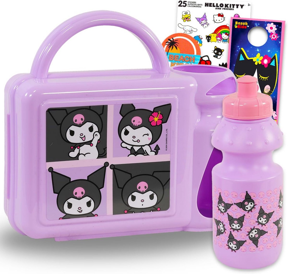 Kuromi meisje lunchboxset inclusief waterfles en stickers