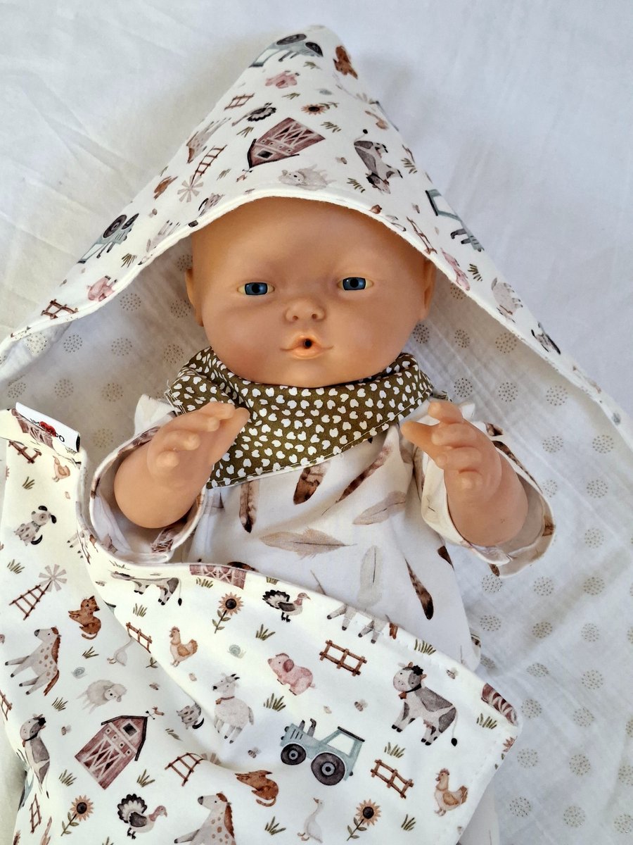 Oogappel Pop Boerderij Poppenomslagdoek Wikkeldoek Omslagdoek-Offwhite-Multicolour