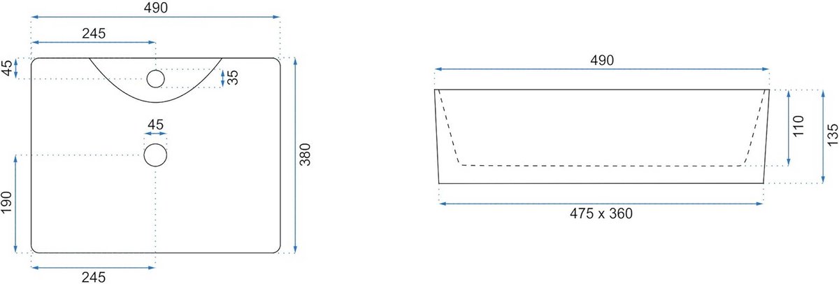 Vrijstaand Wastafel Keramiek Wit Ovaal 49x38 cm - Wandcloset Wastafel