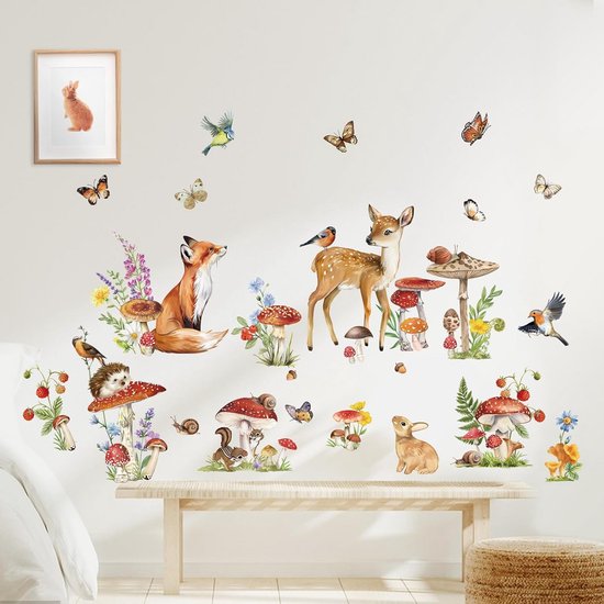 Grandora Muursticker dieren paardenbloem muursticker voor kinderkamer beer haas vos muursticker paardenbloem wanddecoratie voor babykamer DL986-04 Grandora Muursticker dieren paardenbloem muursticker voor kinderkamer beer haas vos muursticker paardenbloem wanddecoratie voor babykamer DL986-04