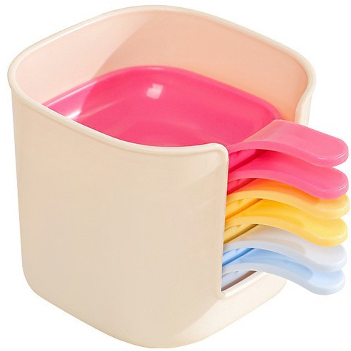 6-delige plastic dipschaalset met opbergdoos - kleurrijk