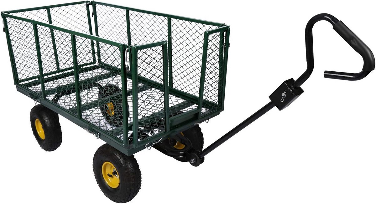 Robuuste Transportwagen tot 550 kg met Zijwanden en Dekzeil voor Tuin en Werf