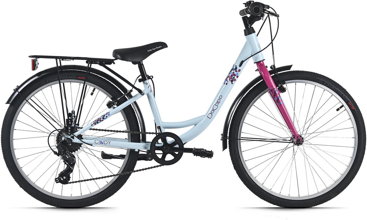 DaCapo kinderfiets 24" Cindy blauw 7 versnellingen framemaat 32 cm – vanaf 8 jaar