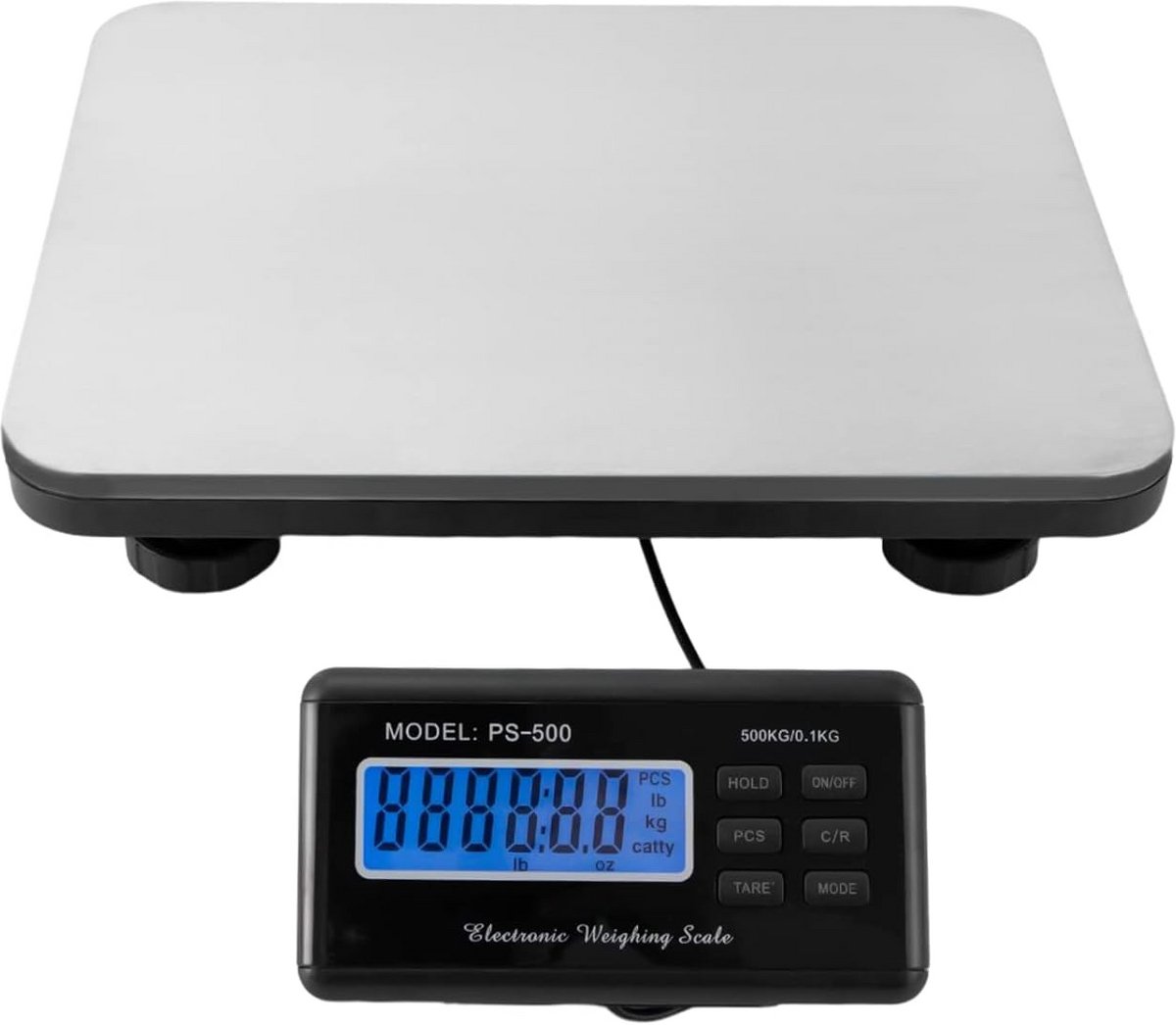 Digitale Platformweegschaal RVS tot 300 kg - Vloer- en Tafelweegschaal met LCD