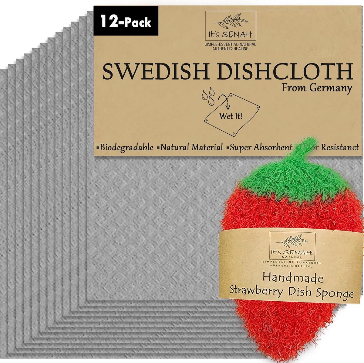 12-Pack Duurzame Zweedse Keukendoeken - 100% Biologisch Afbreekbaar en Super Absorberend