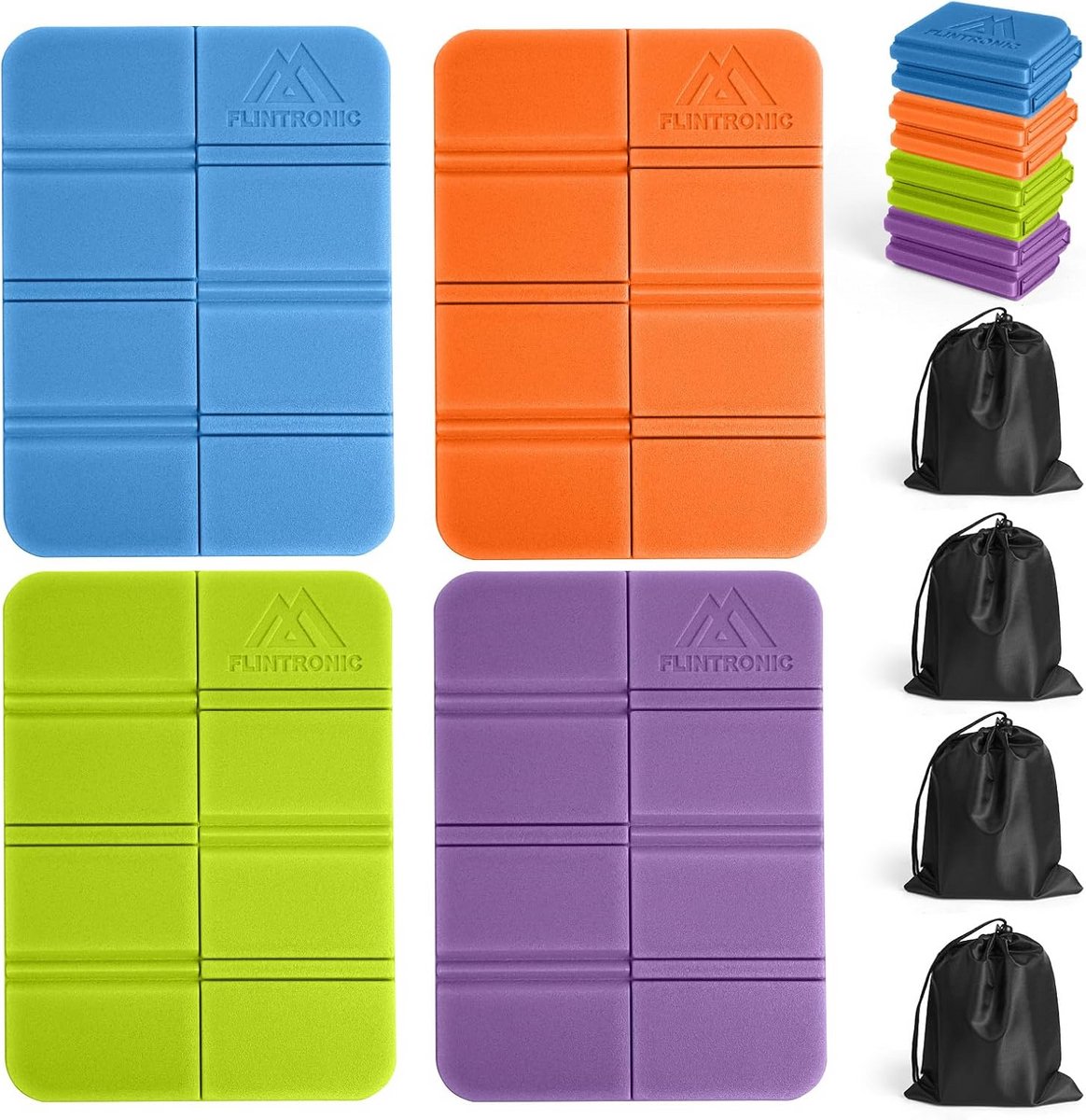 4x Opvouwbare Campingkussens Set - Draagbaar XPE Schuimzitmat voor Kamperen, Picknick & Reizen