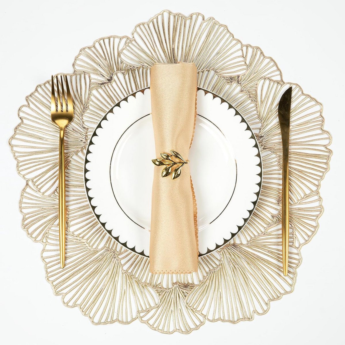 Set van 6 Ronde Placemats 35 cm - Wasbaar Vinyl Tafelmatten voor Binnen en Buiten