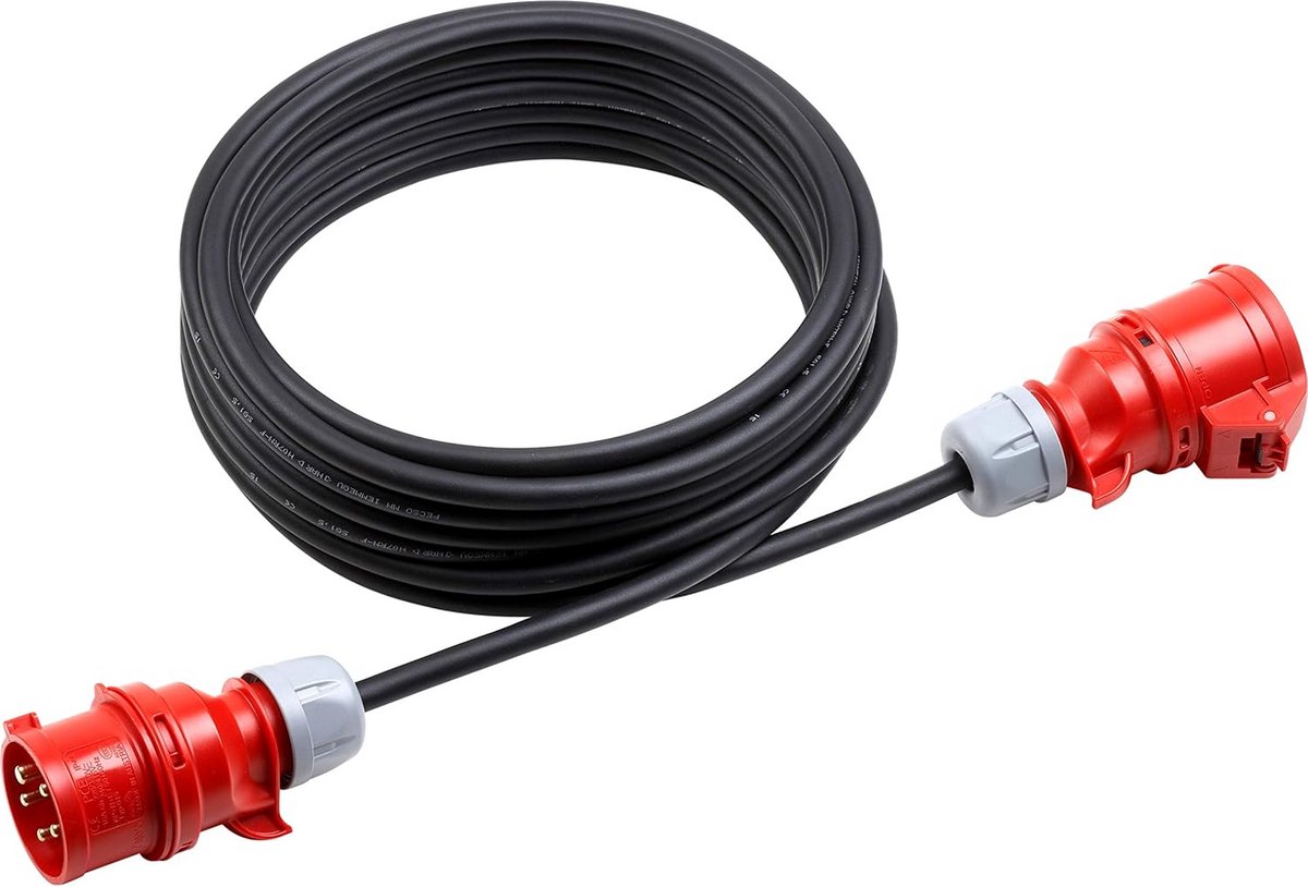 CEE Verlengkabel 10m Zware Stroomkabel 16A 400V IP44 voor Buiten en Bouw