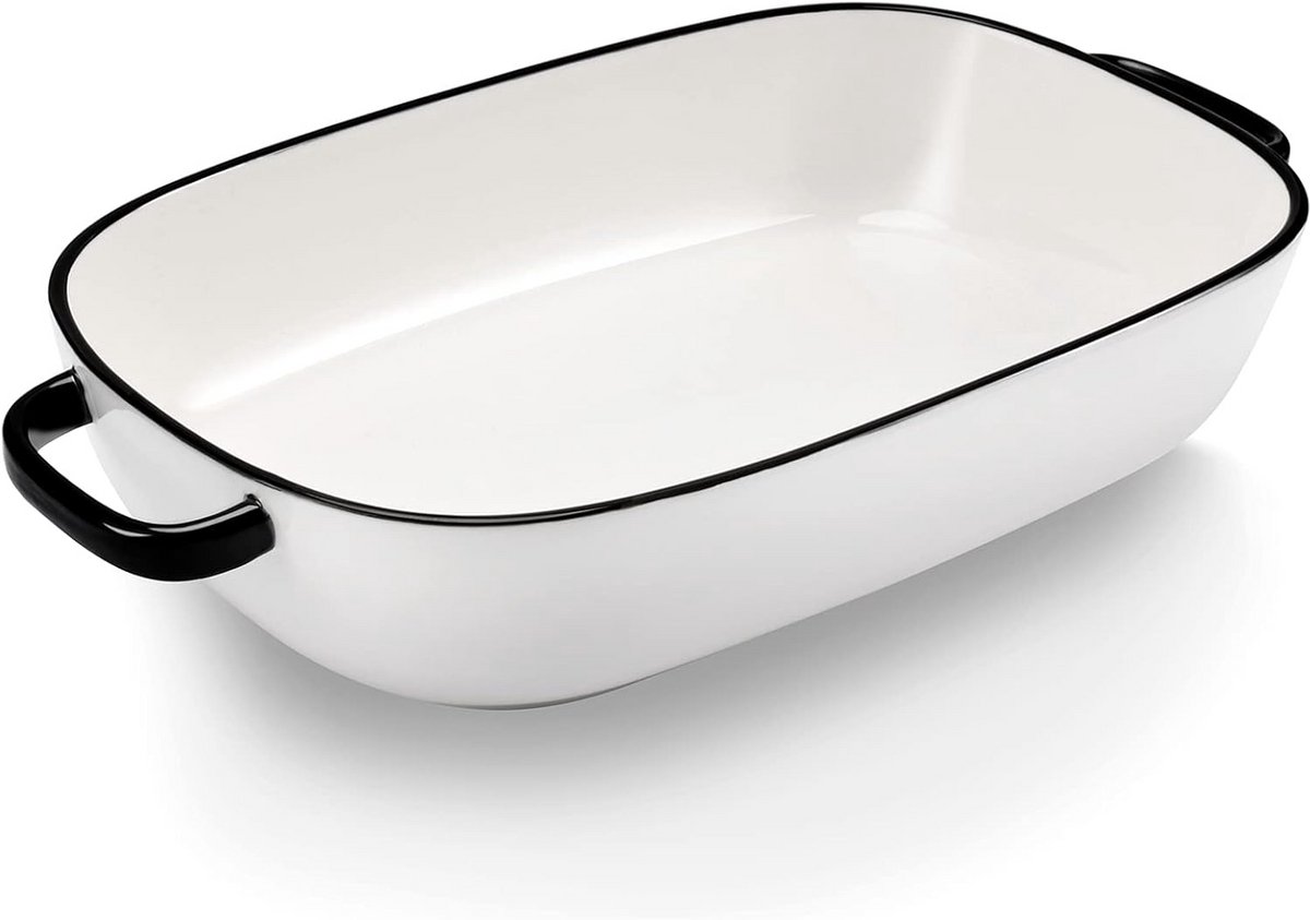 Grote Ovenschaal Rechthoekig 4 Liter Keramiek Wit 40x28 cm
