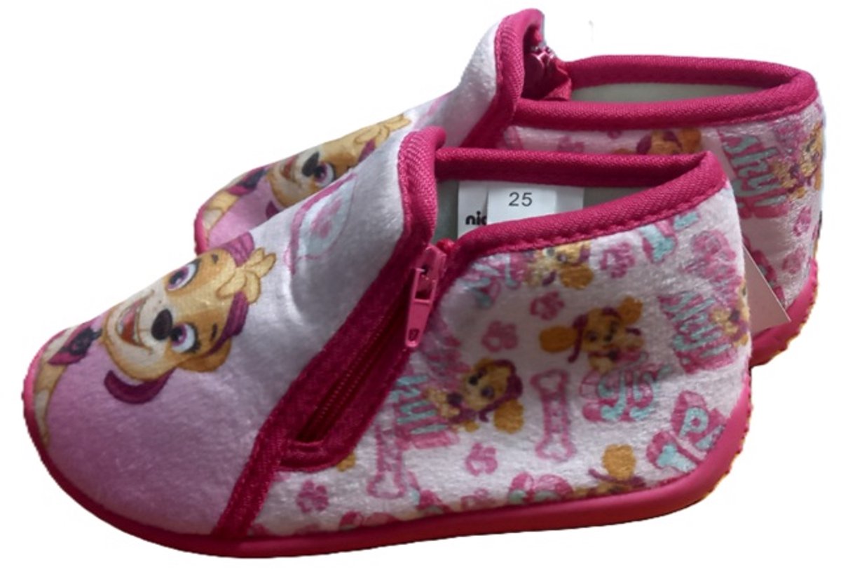 Paw Patrol sloffen - pantoffels - Skye - rubberen zool - rits - roze - maat 25