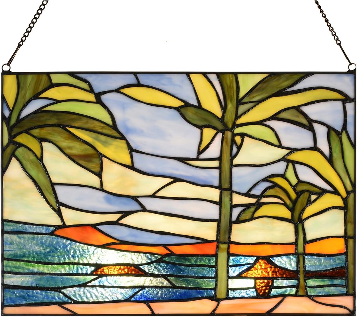 Decoratief Glas-in-lood Raampaneel met Palmbomen voor Thuis Decoratie