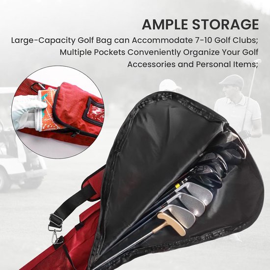 Lichte Golf Tas voor 10 Clubs - Waterdichte Weekendtas met Rits — afbeelding 4