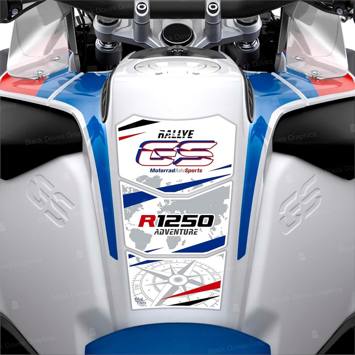 Resin Tankpad Sticker Set voor R 1250 GS Adventure 2021 - Krasbescherming Motorfiets