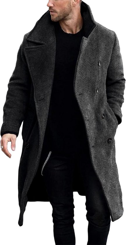 Winter heren slanke stijlvolle trenchcoat dubbele rij knopen lange jas kopen vanaf een prijs van 9.54