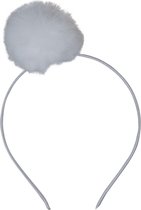 Jessidress Haarband Haar diadeem met zachte pompom - Wit