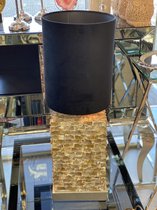Schelpen tafellamp met suede kap (22x22x82)