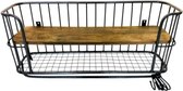 Industrieel wandrek van metaal en hout - Wandplank - Wandrek - Sfeer - Industrieel - Zwart - 65 cm breed