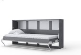 INVENTO 06 Horizontaal Vouwbed - Logeerbed - Opklapbed - Bedkast - Modern Design - Monaco Eik / Grijs - 200x90 cm