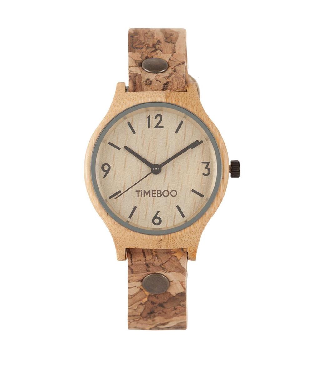 Dames horloge bamboe hout | VEGAN naturel donker kurken band | TiMEBOO ®