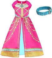 Jasmine jurk Arabische prinsessenjurk roze kostuum Aladdin 146-152 (150) + hoofdband verkleedjurk verkleedkleding