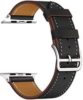 Geschikt voor Apple Watch bandje 38 / 40 / 41 mm - Series 1 2 3 4 5 6 7 SE - Smartwatch iWatch horloge band - 38mm 40mm 41mm - Fungus - PU Leer - Zwart - Net