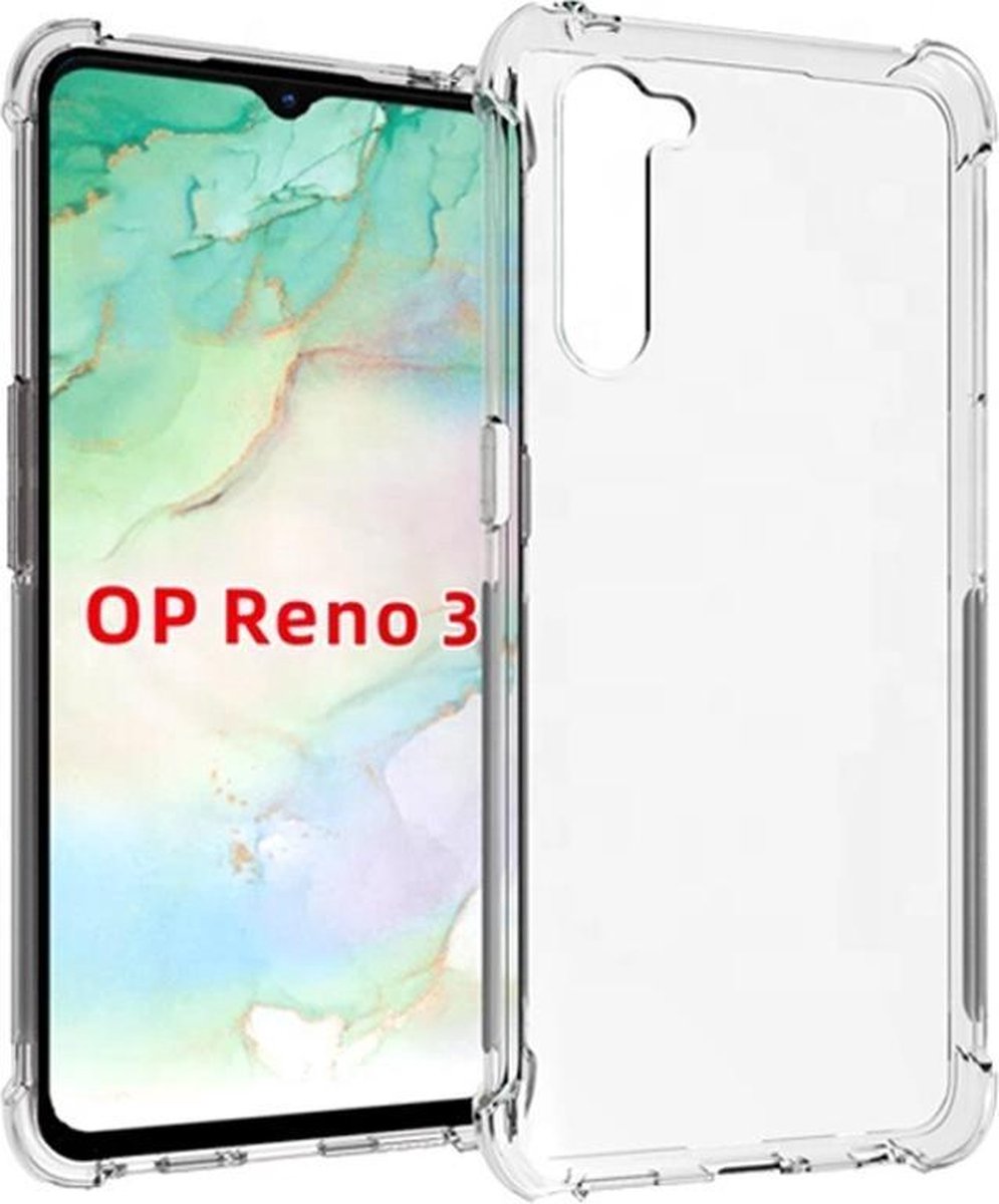 HB Hoesje Geschikt voor Oppo Reno 3 - Transparant - Anti Shock Hybrid Back Cover