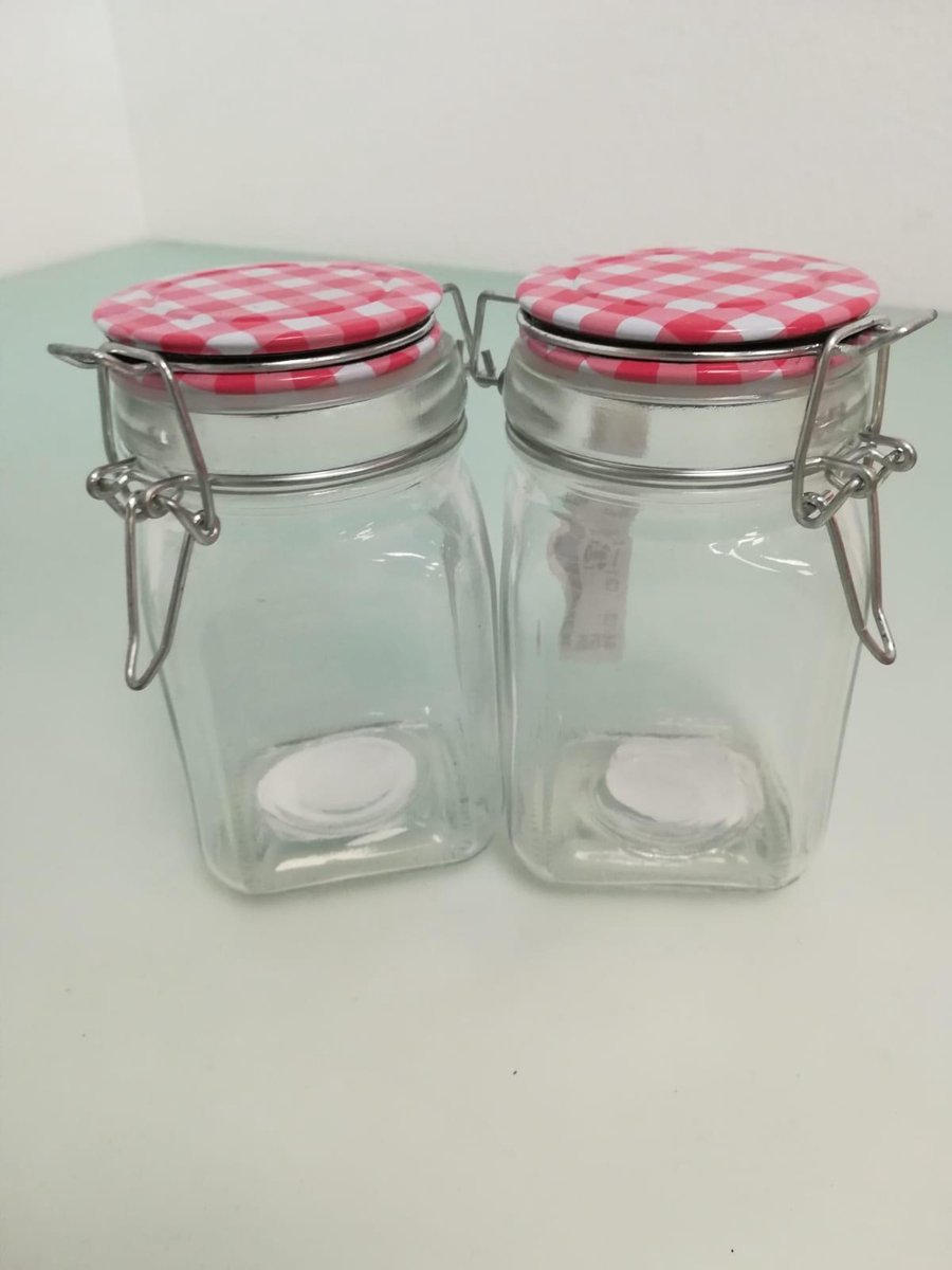 Voorraadpot glas 250ml 68x68x115mm (1 stuk) assorti