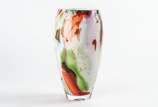 Design vaas Oval - Fidrio MIXED COLOURS - glas, mondgeblazen bloemenvaas - hoogte 40 cm
