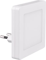 Stekkerlamp - Stekkerspot met Dag en Nacht Sensor Incl. Schakelaar - Trion Hiko - 0.3W - Warm Wit 3000K - Vierkant - Mat Wit - Kunststof - BSE