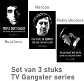 Allernieuwste - Schilderij - Film Gangster Series Programma Serie - Zwart En Wit - 60 X 42 Cm