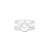 Melano Twisted The pearly white ring set - zilverkleurig - dames - maat 64