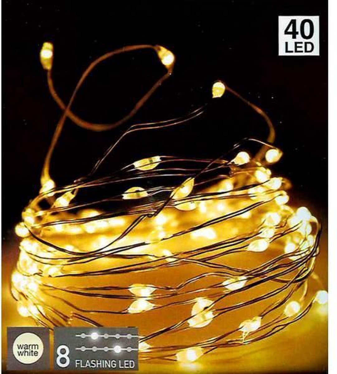 Kerstverlichting LED zilverdraad flash 40 LED lampjes warm wit 200 cm |  Werkt op... | bol.com