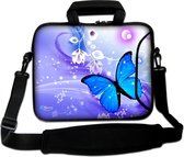 Sleevy 17,3 laptoptas blauwe vlinder