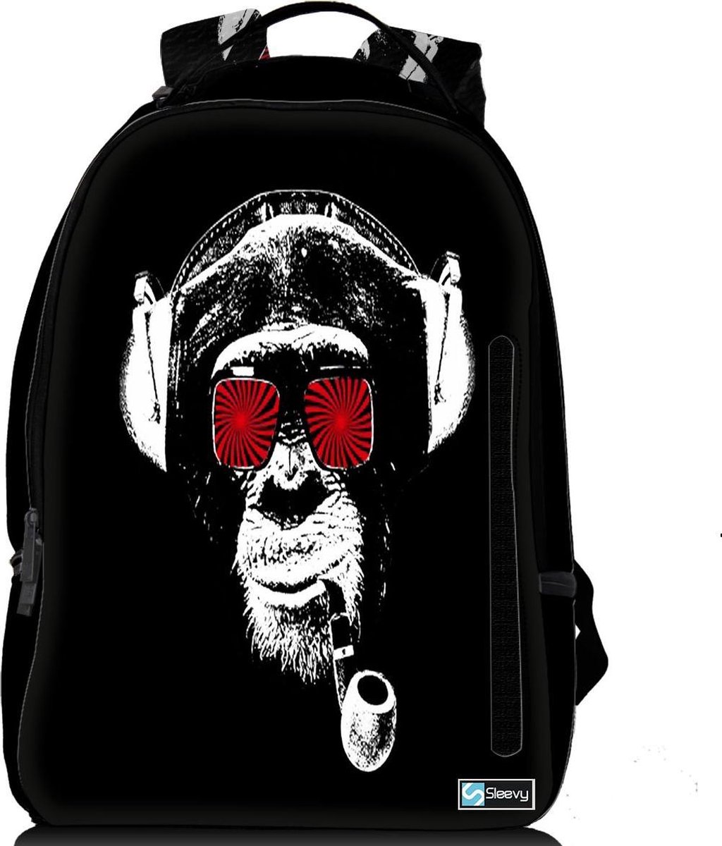Sleevy laptop rugzak 17,3 Deluxe stoere chimpansee - schooltas
