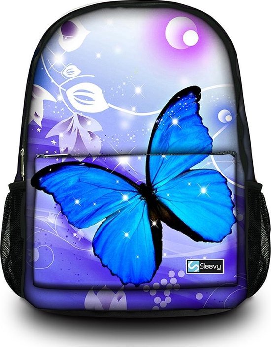 Sleevy rugzak blauwe vlinder - schooltas | bol.com