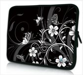 Sleevy 14 laptophoes witte bloemen - laptop sleeve - laptopcover - Sleevy Collectie 250+ designs