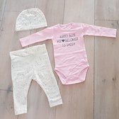 Baby pakje cadeau geboorte meisje jongen set met tekst - Unisex Huispakje - Kraamkado - Gift Set babyset