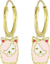 Joy|S - Zilveren Alpaca lama bedel oorbellen zacht roze 14k goudplating