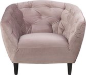 24Designs Nina Fauteuil - Fluweel Poederroze - Zwarte Houten Poten