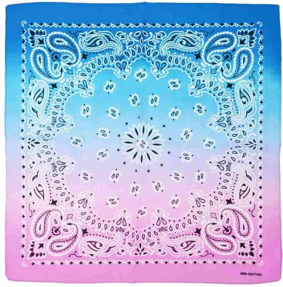 Zac's Alter Ego Bandana Embouchure paisley à alternance bicolore Rose / Bleu