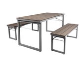 MaximaVida inklapbare kunststof-aluminium picknickset Hamburg 150 cm grijs - onderhoudsarm