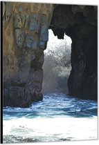 Dibond –Rotsen in de Zee– 100x150cm Foto op Aluminium (Wanddecoratie van metaal)