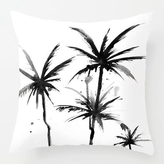 | Kussens | Kussenhoes Palmtrees Watercolor Black | 45 x 45 cm.