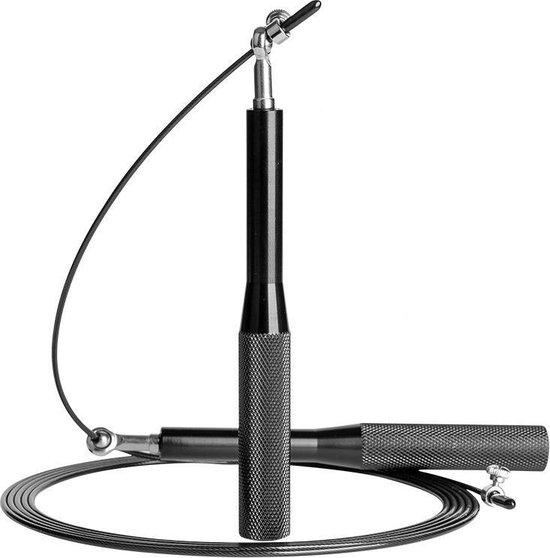 Foto: Mxm sports professioneel fitness speed springtouw onyx zwart verkrijgbaar in 10 kleuren inclusief opbergtasje