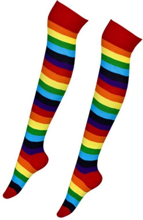 Merkloos Unisex Overknee sokken regenboog maat 37-43